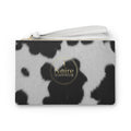 Cow Print Wristlet Clutch Bag — Black & White Faux Fur Pattern
