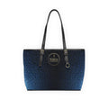 Navy Textured PU Leather Shoulder Bag — Classic Tote for Everyday & Work