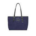 Noire Embossed PU Leather Shoulder Bag – Navy Tote with Gold Logo