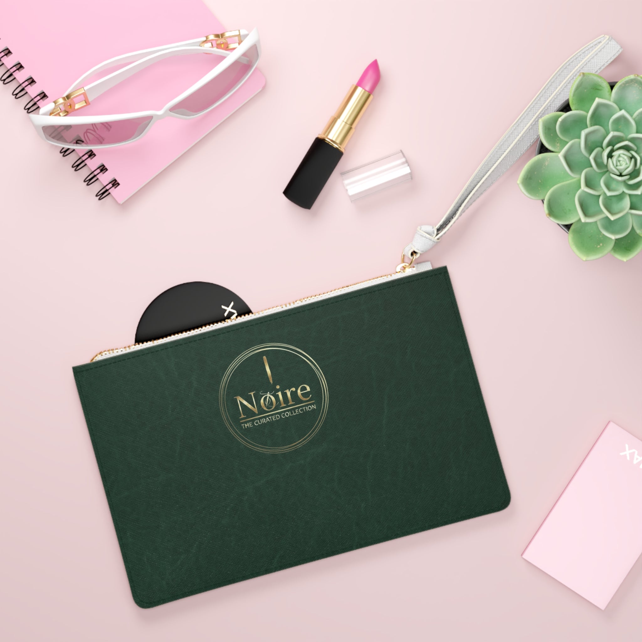 Noire Green Leatherette Wristlet Clutch Bag – Elegant Curated Collection