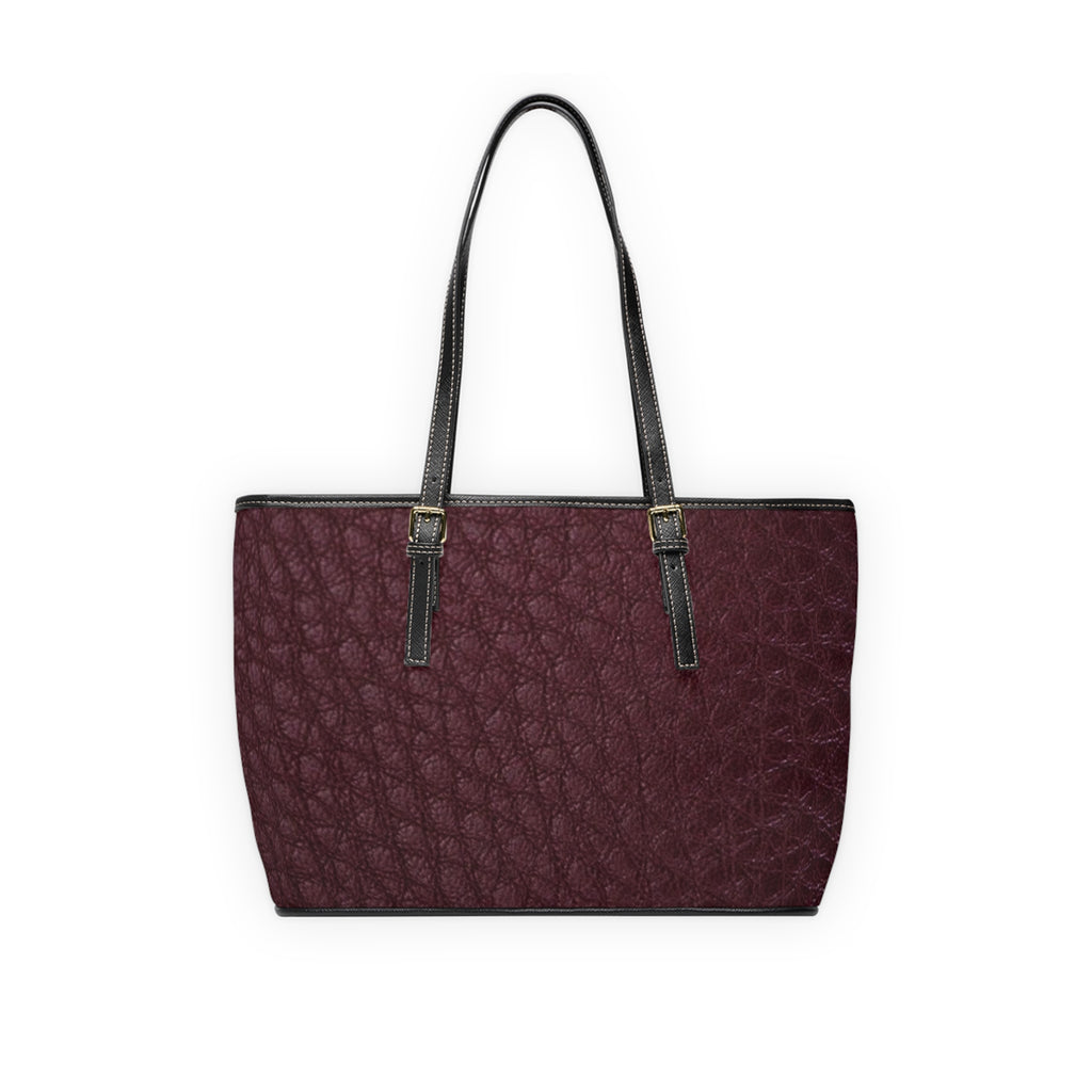 Quilted PU Leather Shoulder Bag — Burgundy Tote with Adjustable Straps