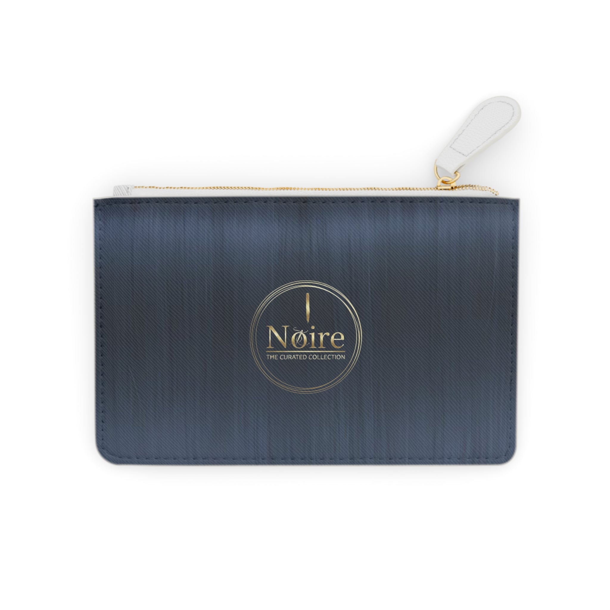 Noire Mini Clutch Bag — Elegant Black Zip Pouch with Gold Logo