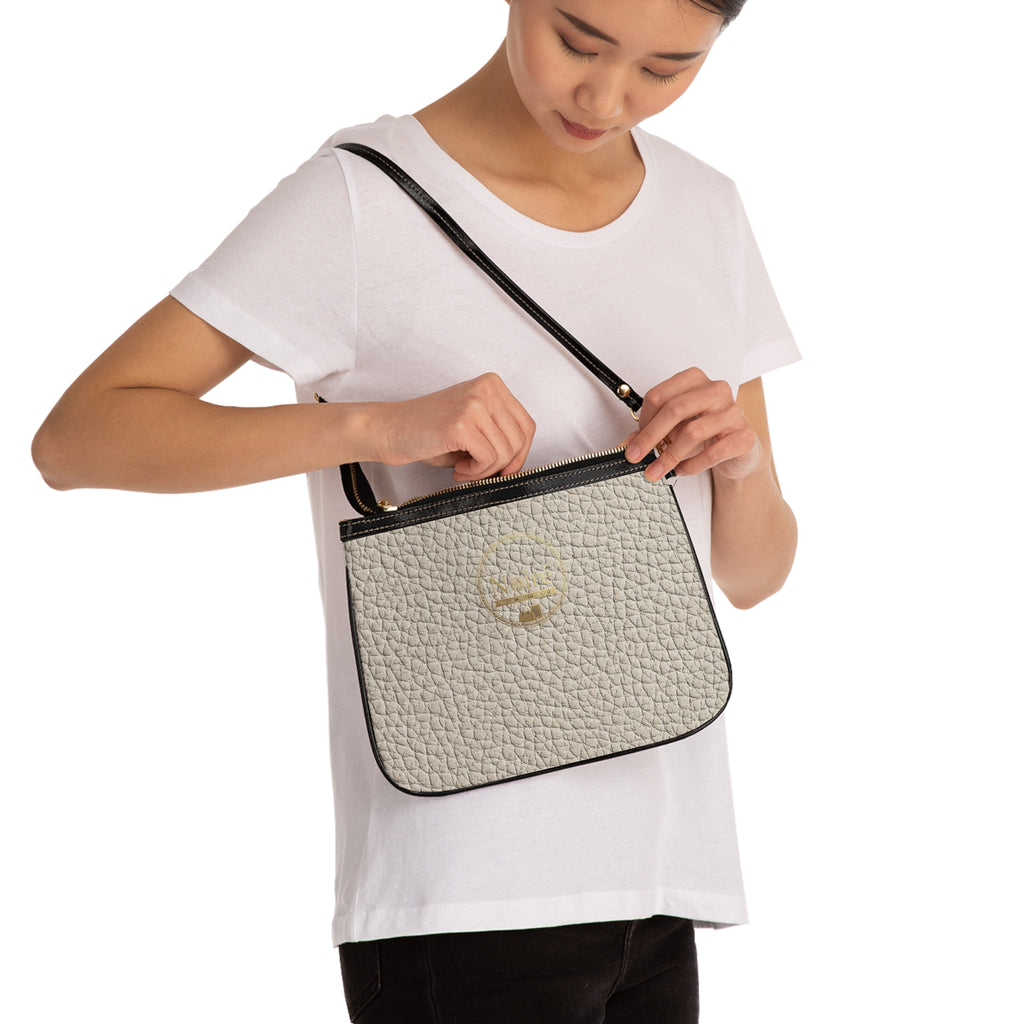Pebbled Leather Small Shoulder Bag | Neutral Cream Crossbody Purse