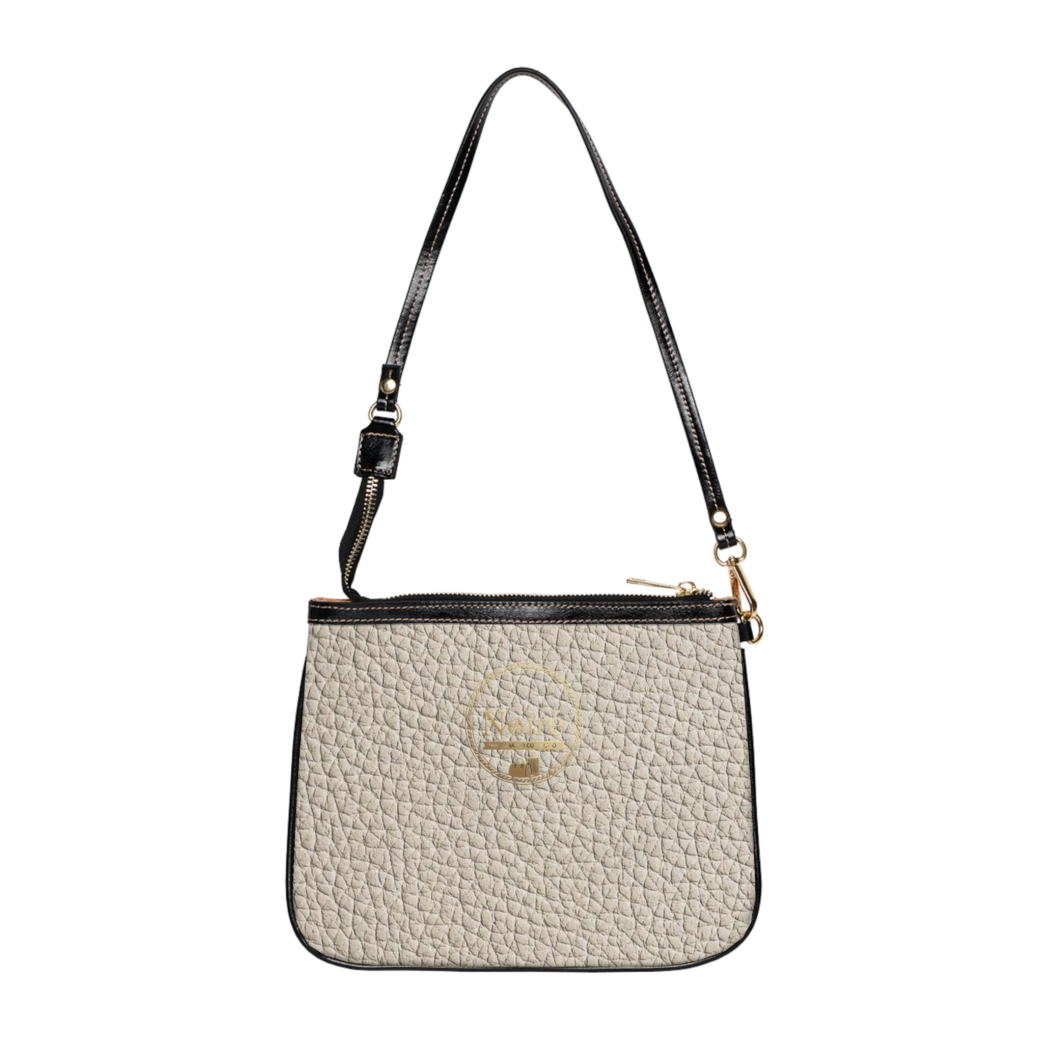 Pebbled Leather Small Shoulder Bag | Neutral Cream Crossbody Purse