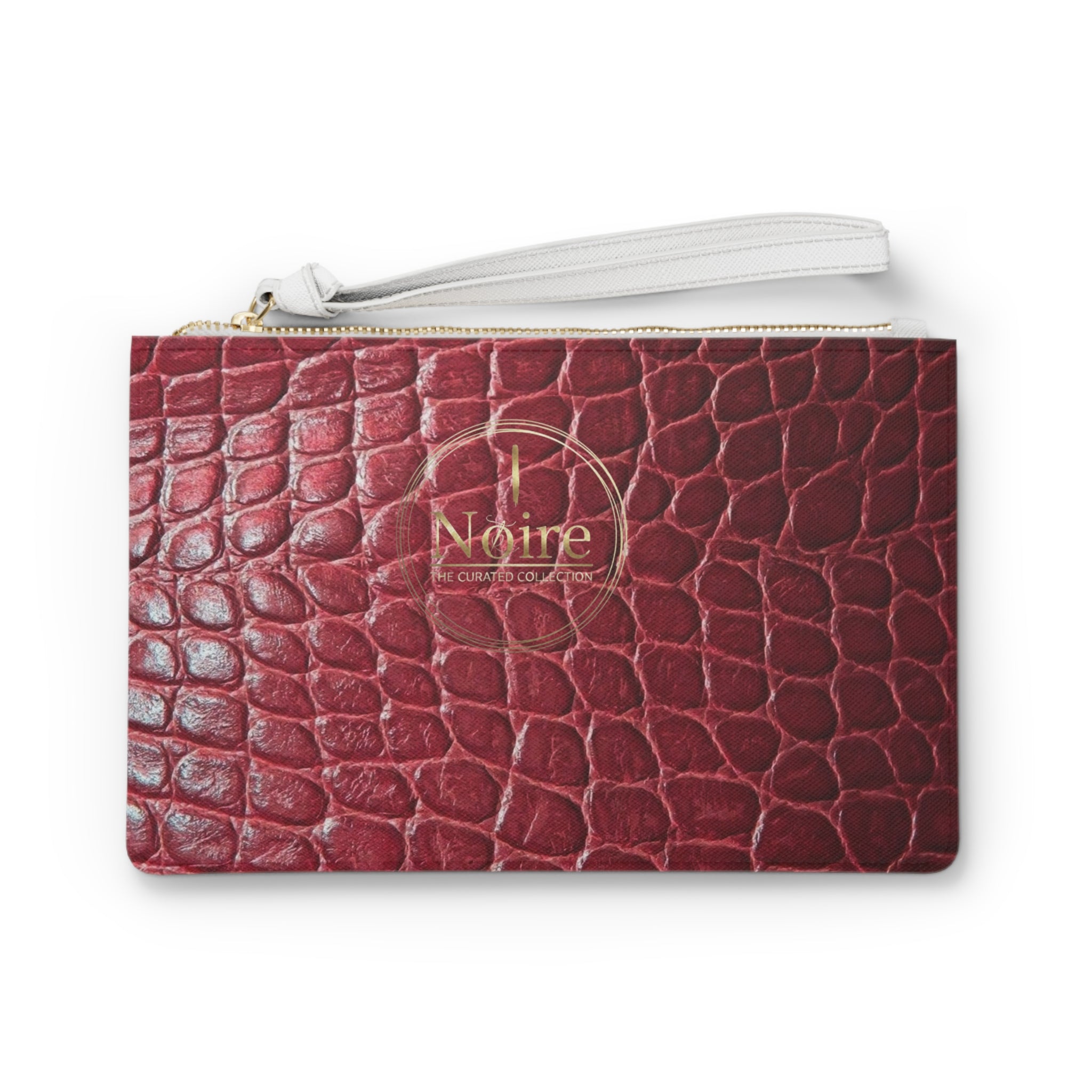 Croc-Embossed Burgundy Clutch Bag — Elegant Wristlet Purse