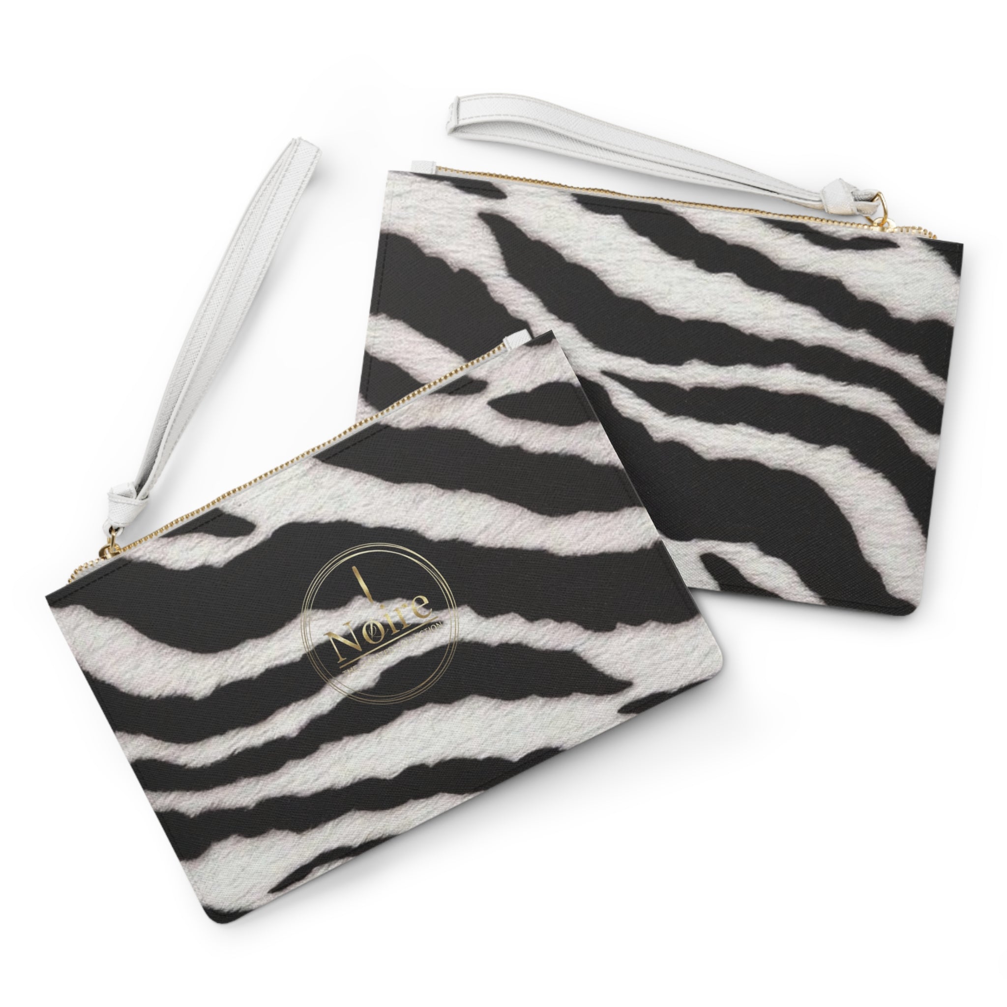 Zebra Print Wristlet Clutch Bag — Black & White Animal Pattern