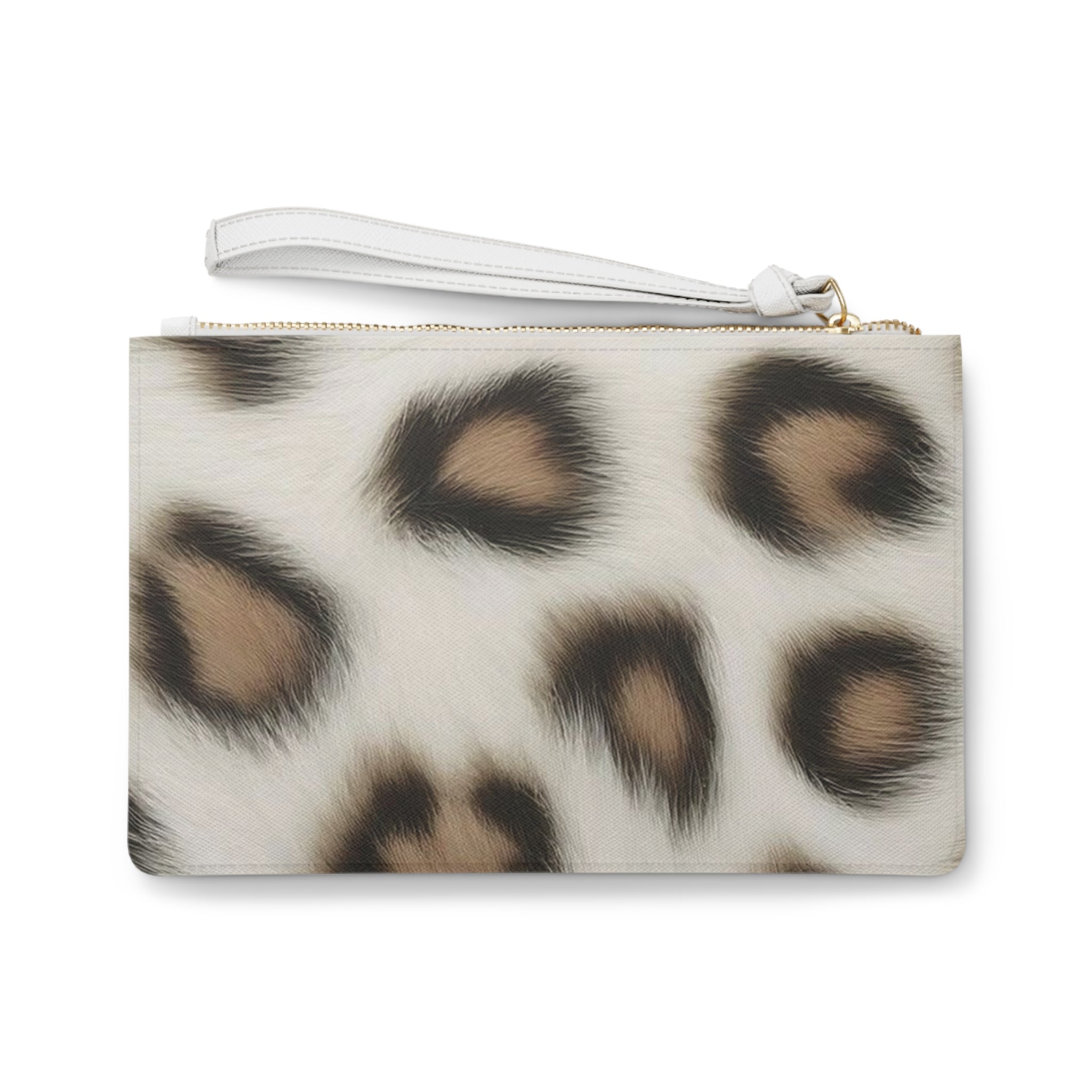 Leopard Print Clutch Bag – Neutral Faux Fur Wristlet