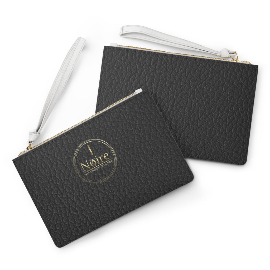 Black Pebbled Clutch Bag – Minimal Leather Wristlet Purse