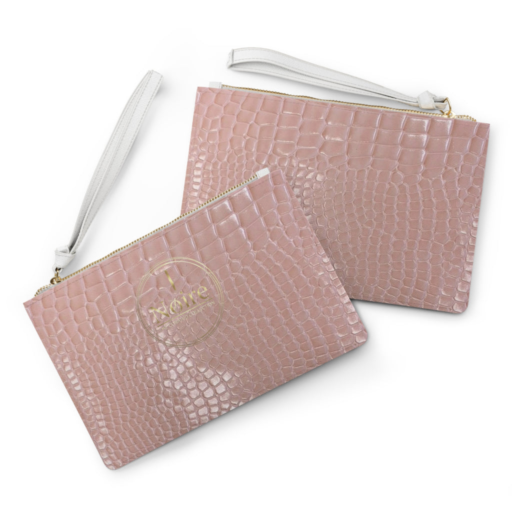 Blush Croc Clutch Bag — Faux Crocodile Wristlet