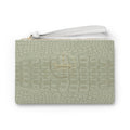 Sage Croc-Embossed Leather Clutch