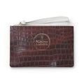 Croc Embossed Leather Clutch Bag — Burgundy Wristlet Evening Purse