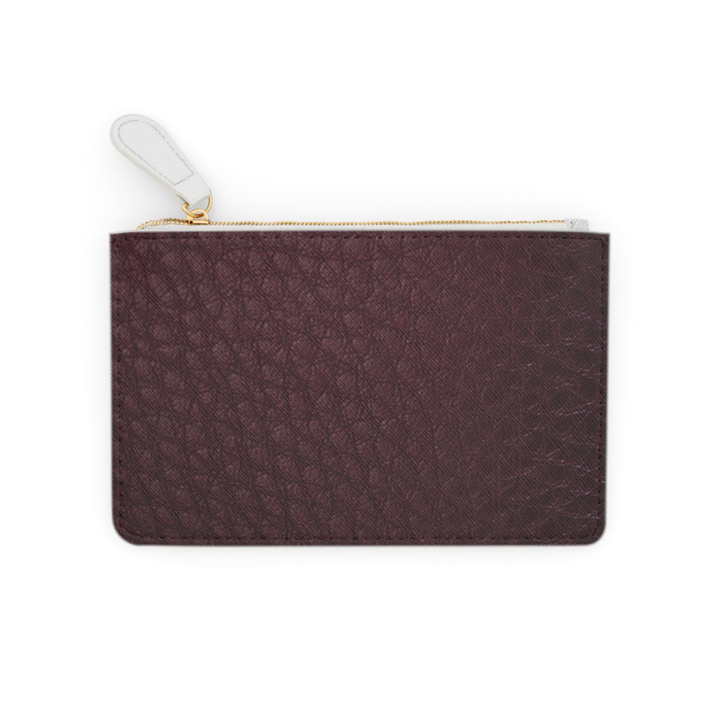 Mini Clutch Bag — Burgundy Leatherette Zipper Pouch with Gold “Noire” Logo
