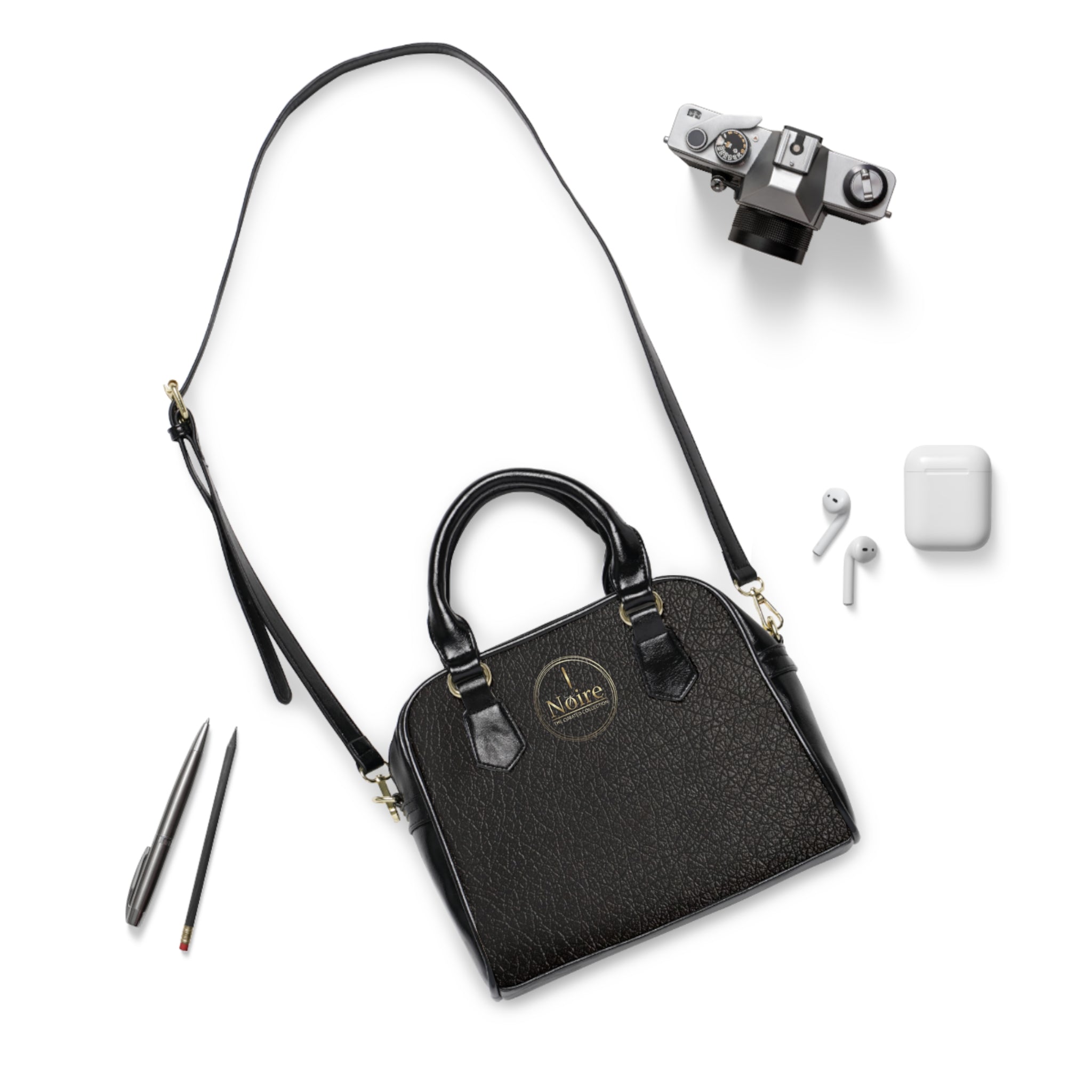 Noire Black Shoulder Handbag – Elegant Faux Leather Tote Bag