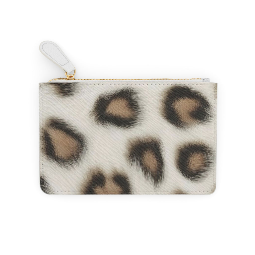 Leopard Print Mini Clutch Bag – Slim Wristlet Pouch, Neutral Animal Print Coin Purse