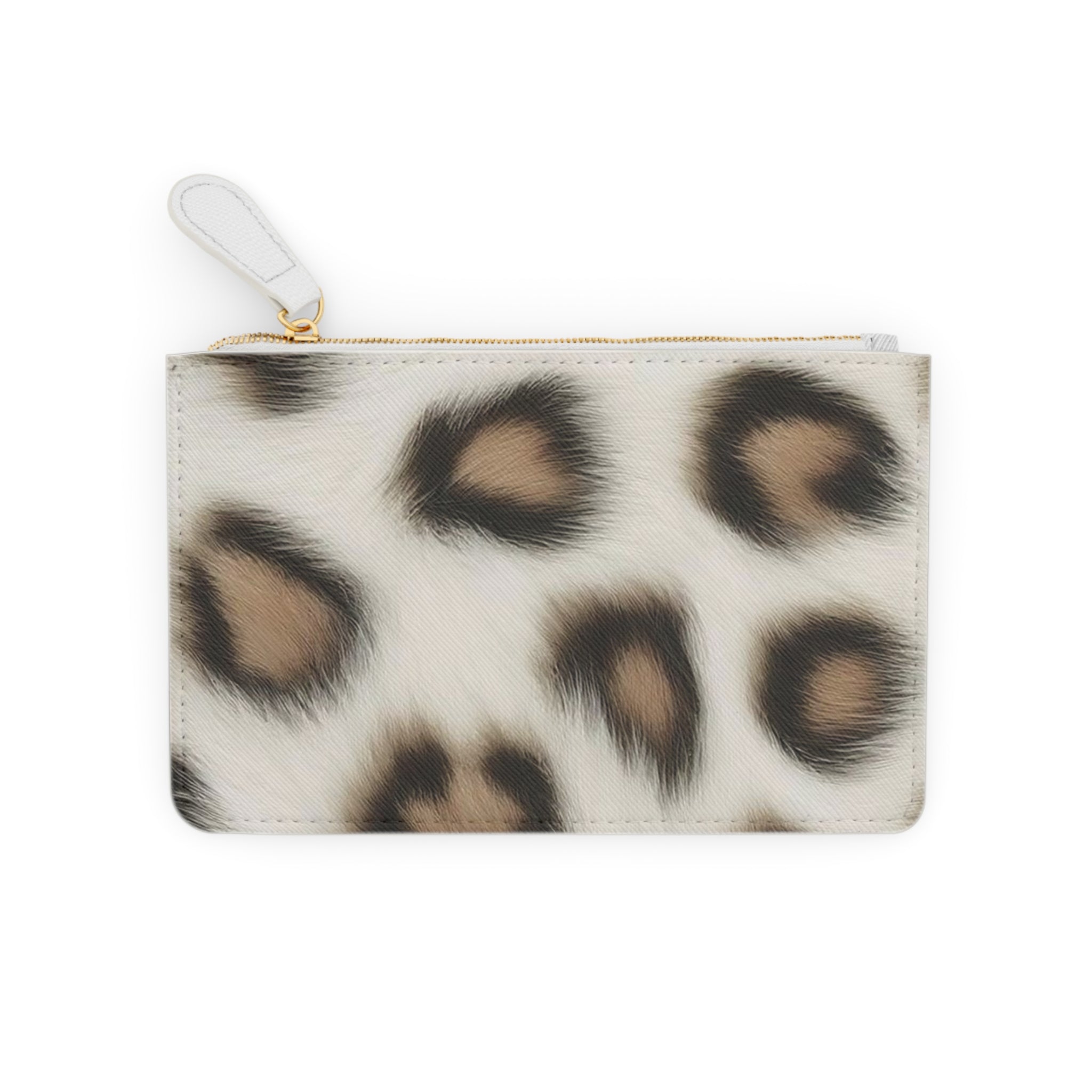 Leopard Print Mini Clutch Bag – Slim Wristlet Pouch, Neutral Animal Print Coin Purse