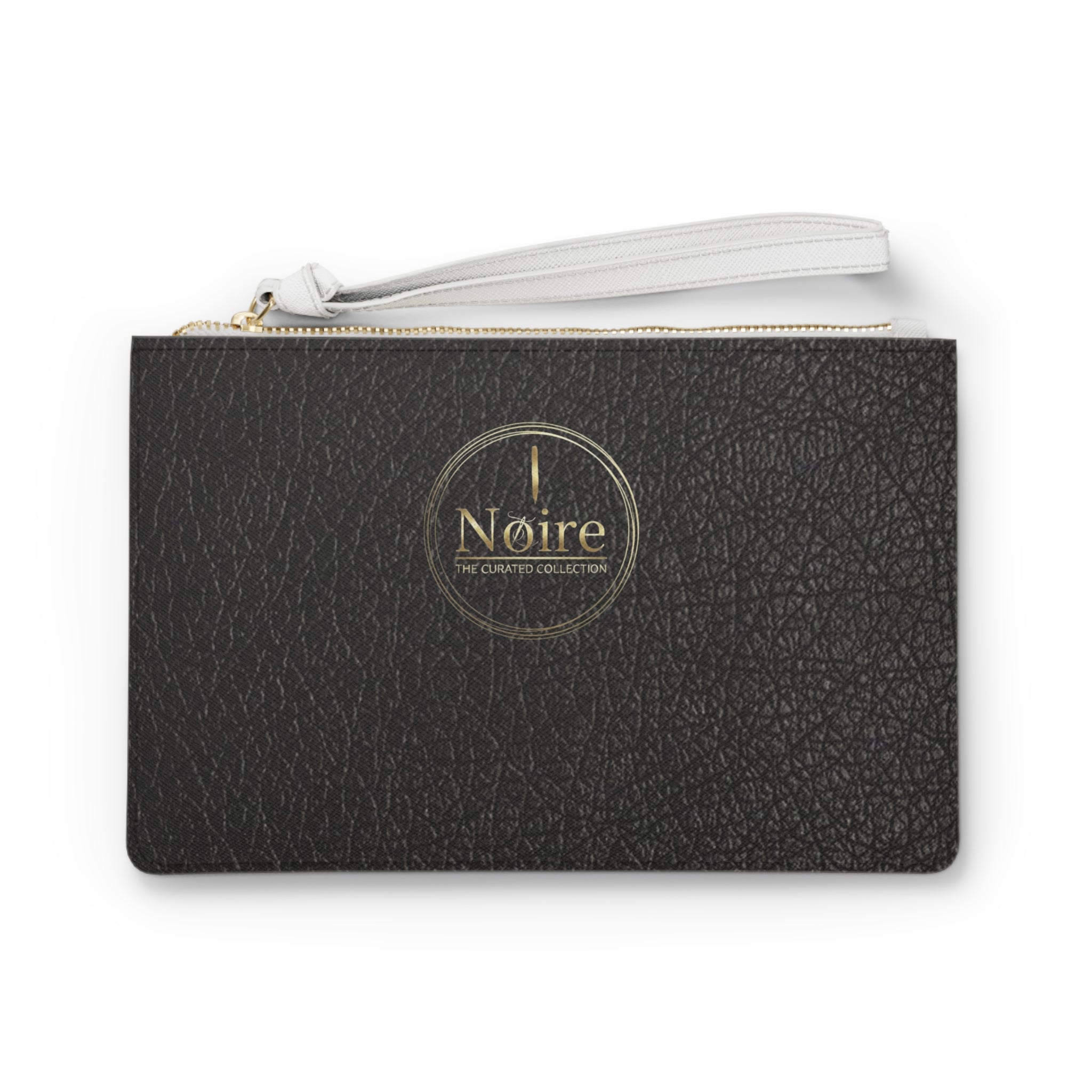 Noire Black Leather Wristlet Clutch Bag — Elegant Zippered Evening Purse