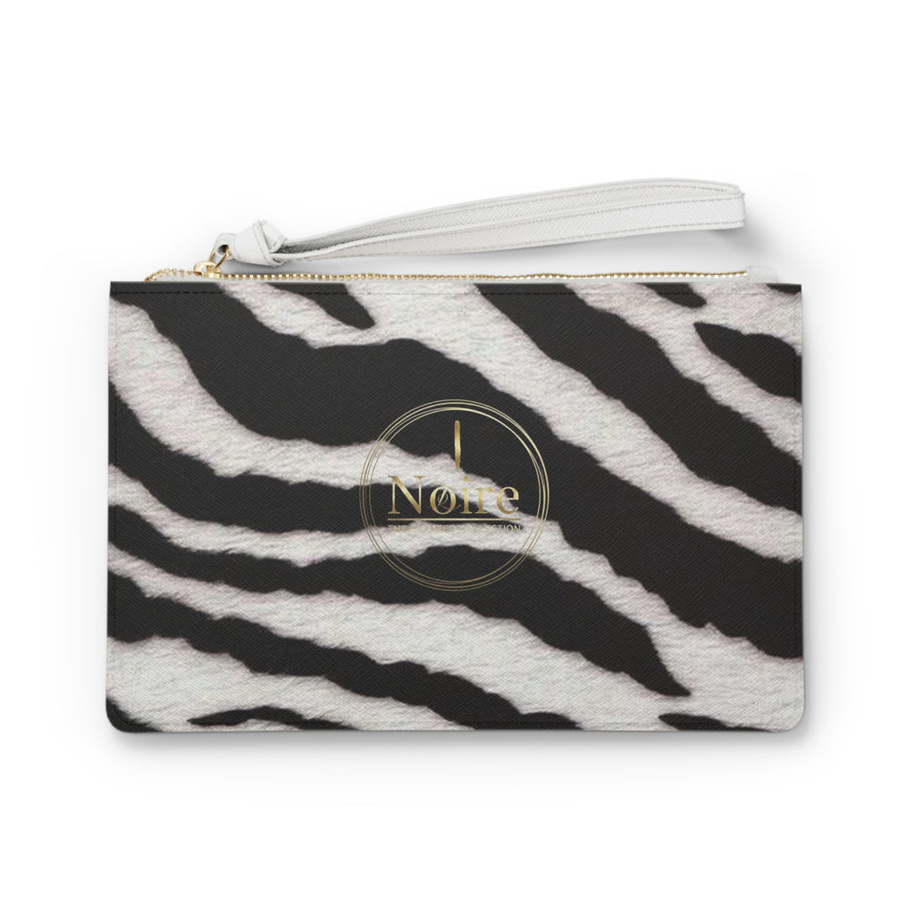 Zebra Print Wristlet Clutch Bag — Black & White Animal Pattern