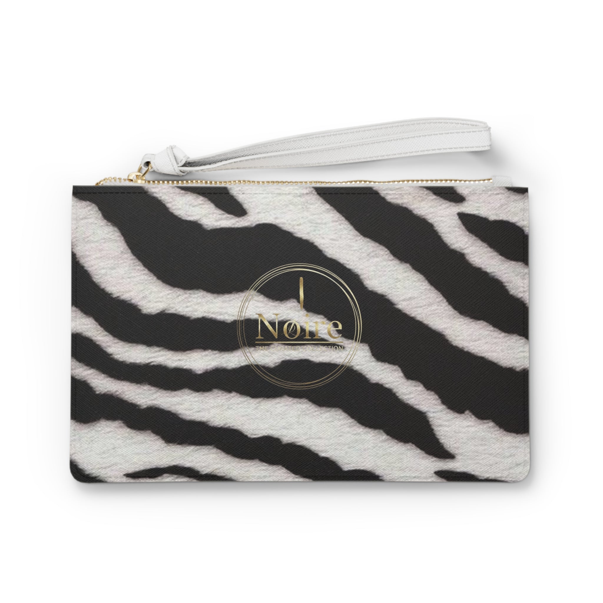 Zebra Print Wristlet Clutch Bag — Black & White Animal Pattern