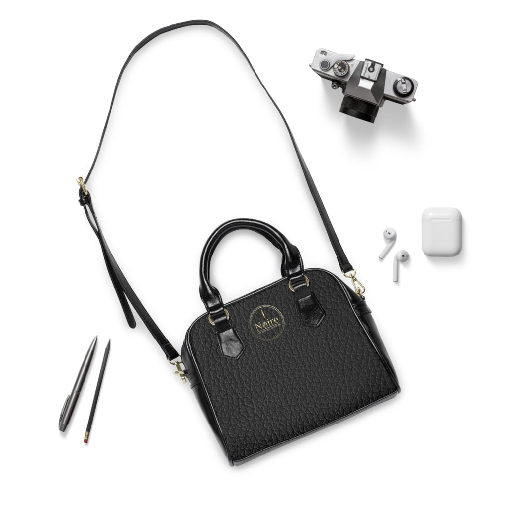 Noire Quilted Shoulder Handbag — Black Faux Leather Satchel