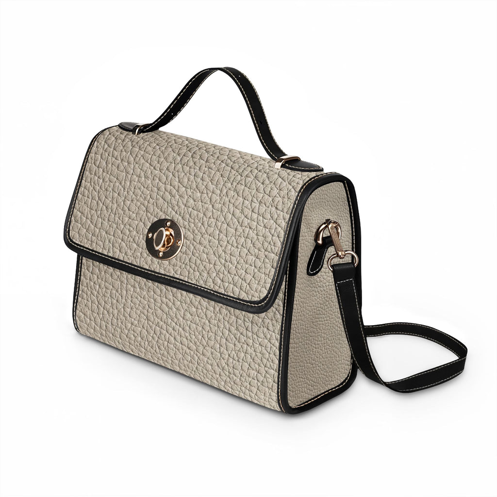 Pebbled Taupe Satchel Waterproof Canvas Bag | Structured Top-Handle Crossbody