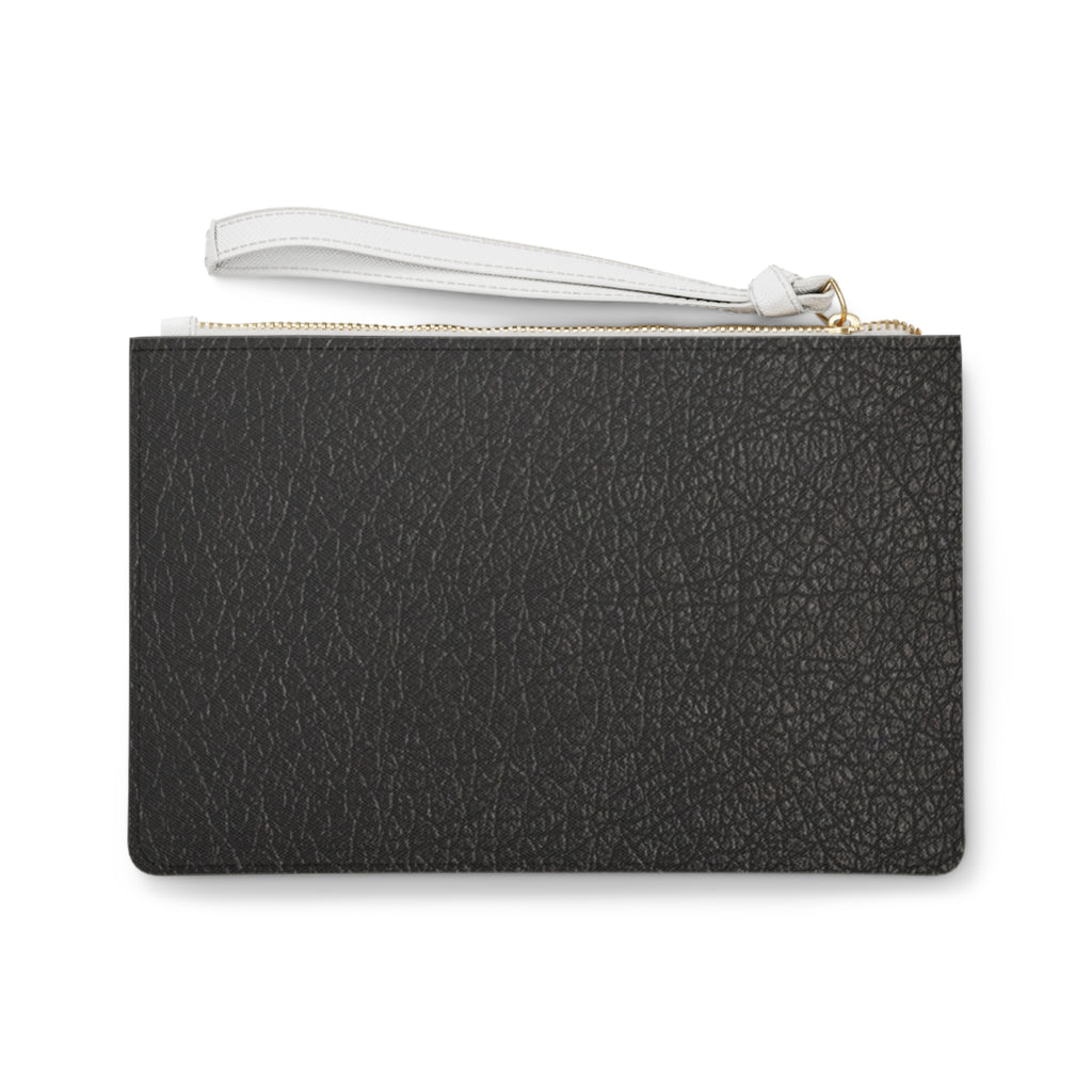 Noire Black Leather Wristlet Clutch Bag — Elegant Zippered Evening Purse