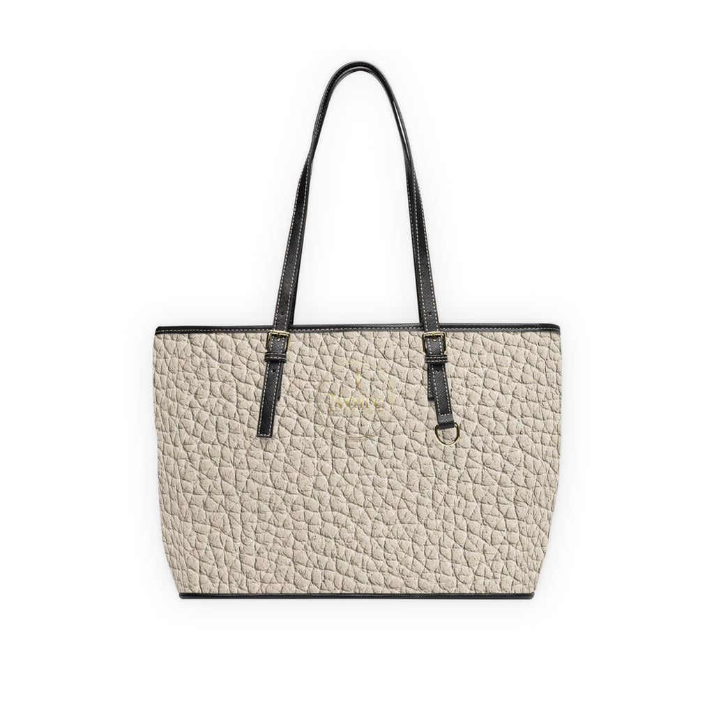 Textured PU Leather Tote Bag - Cream Shoulder Handbag