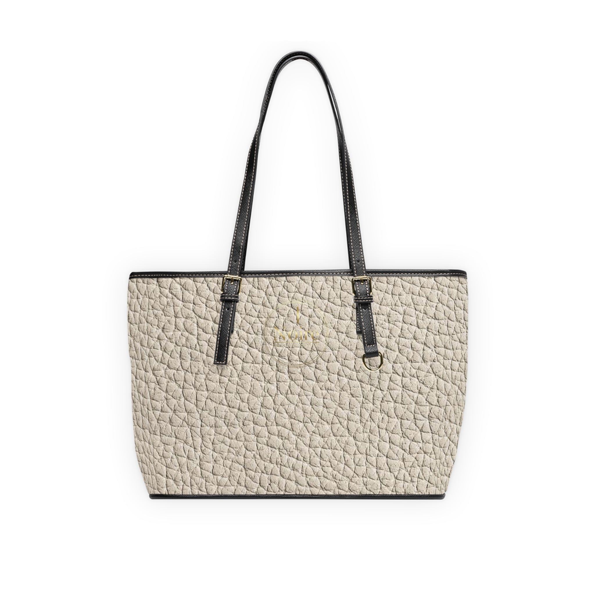 Textured PU Leather Tote Bag - Cream Shoulder Handbag