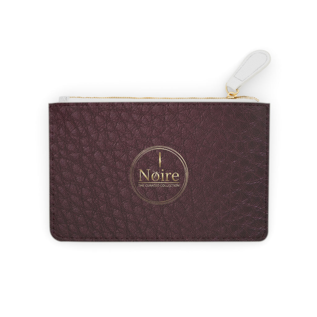 Mini Clutch Bag — Burgundy Leatherette Zipper Pouch with Gold “Noire” Logo