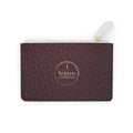 Mini Clutch Bag — Burgundy Leatherette Zipper Pouch with Gold “Noire” Logo