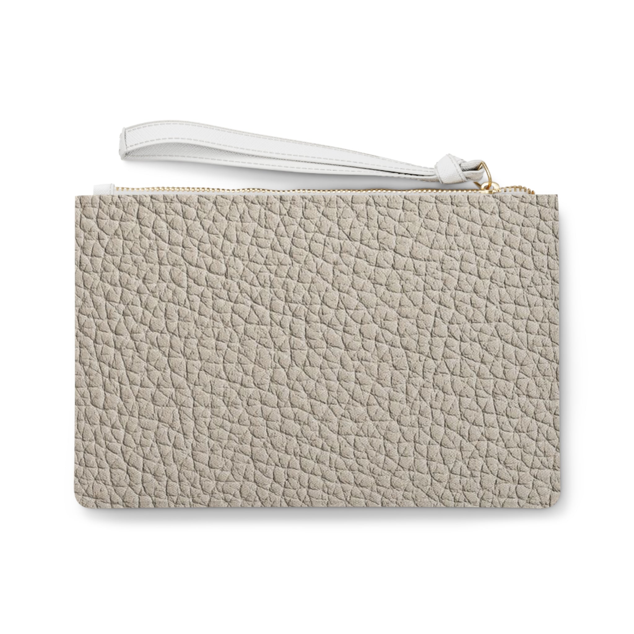 Pebbled Taupe Leather Clutch Bag — Wristlet Purse