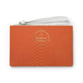 Orange Snake-Embossed Clutch Bag — Wristlet Evening Purse