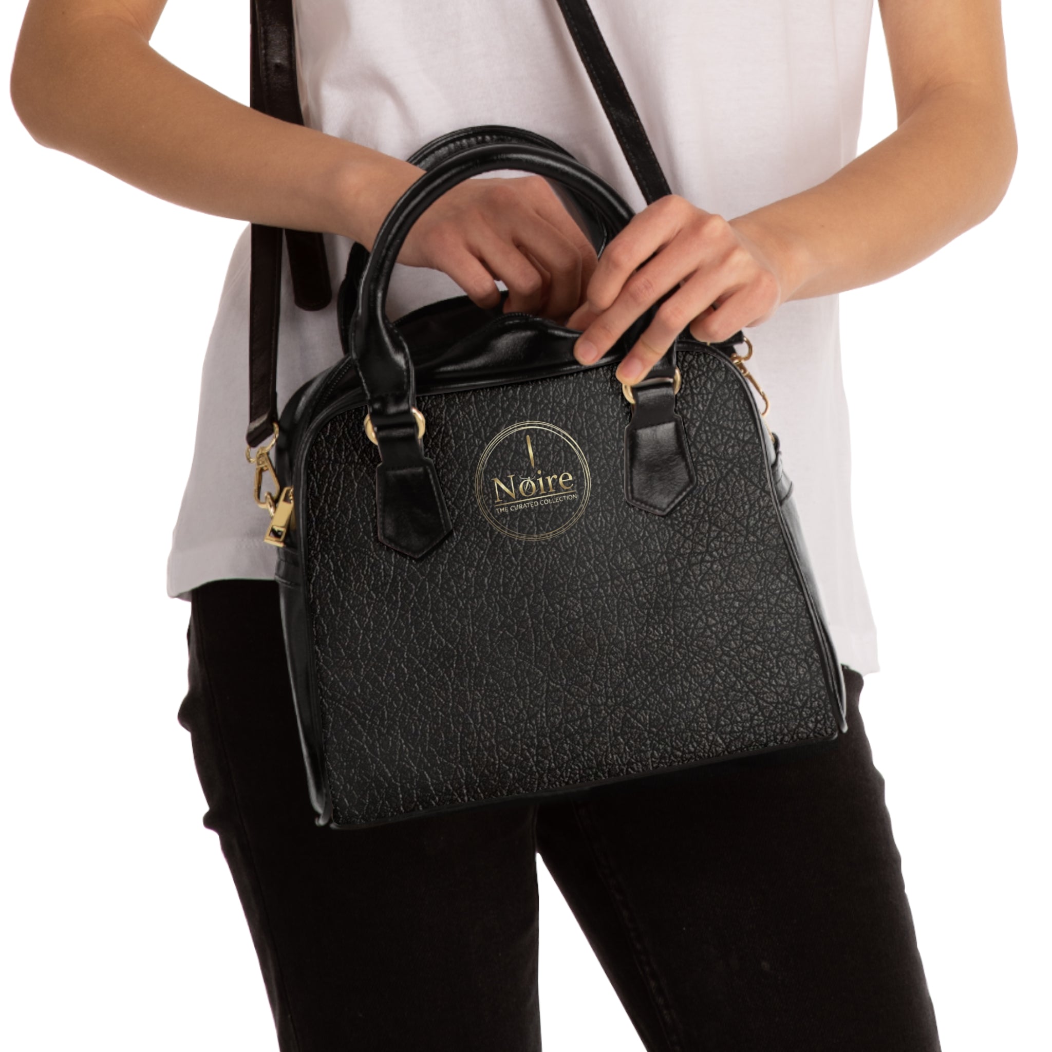 Noire Black Shoulder Handbag – Elegant Faux Leather Tote Bag