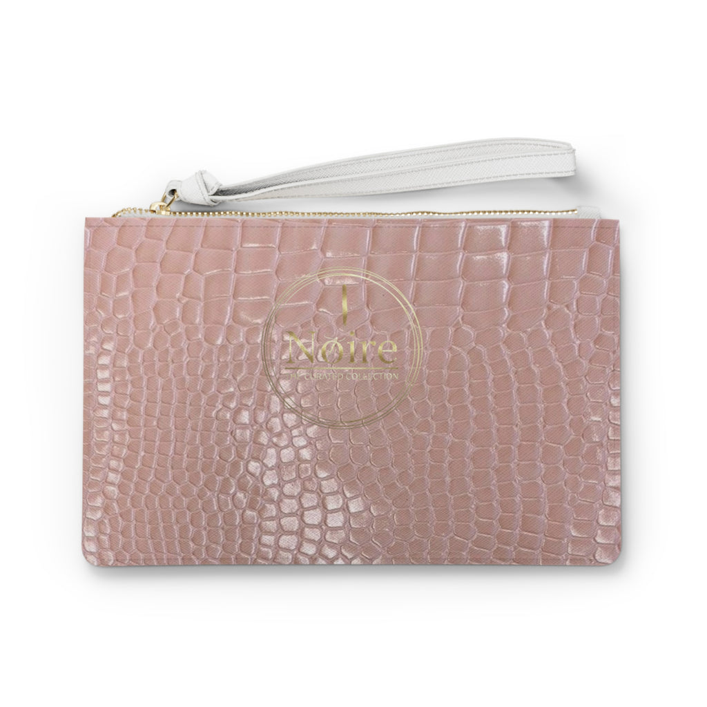 Blush Croc Clutch Bag — Faux Crocodile Wristlet