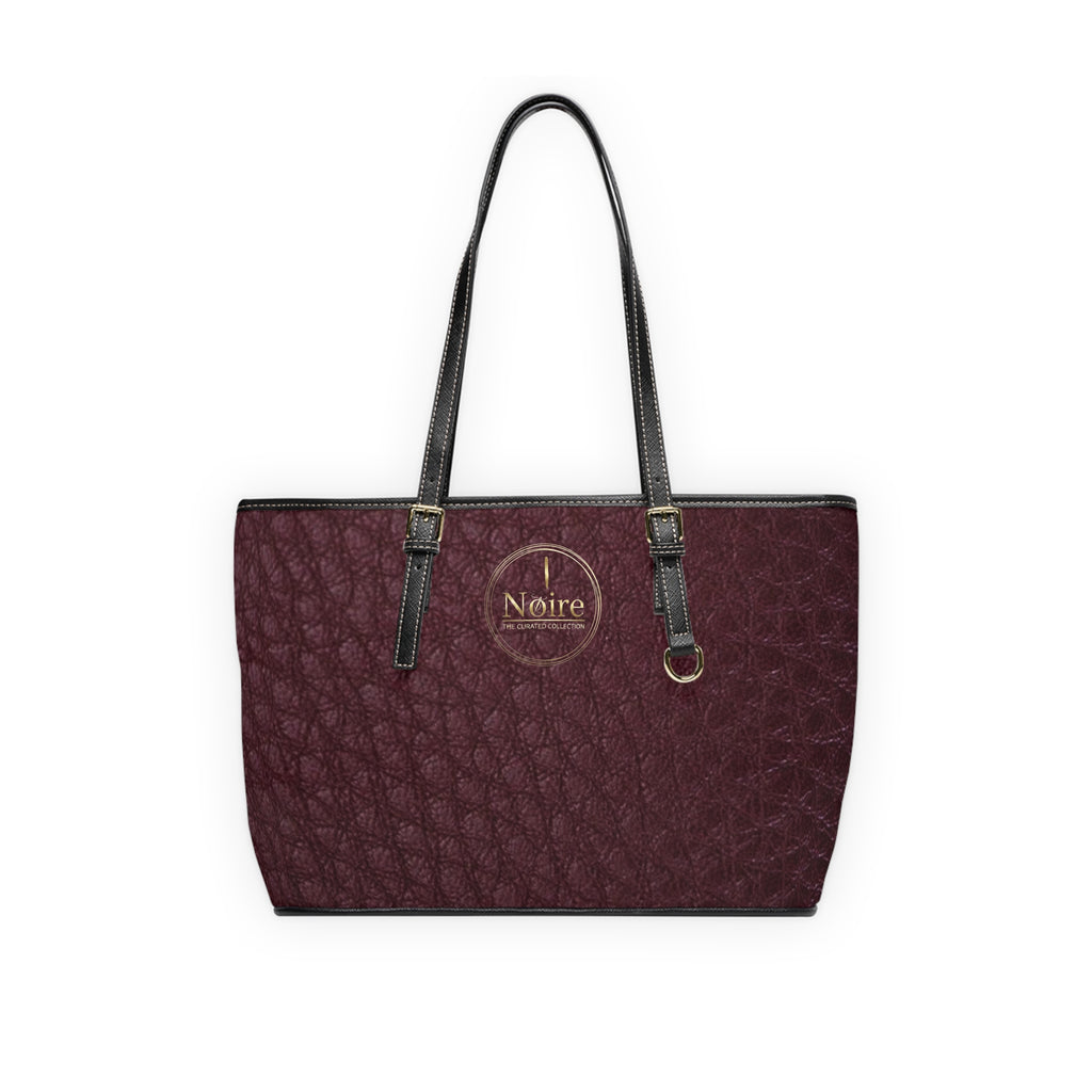 Quilted PU Leather Shoulder Bag — Burgundy Tote with Adjustable Straps
