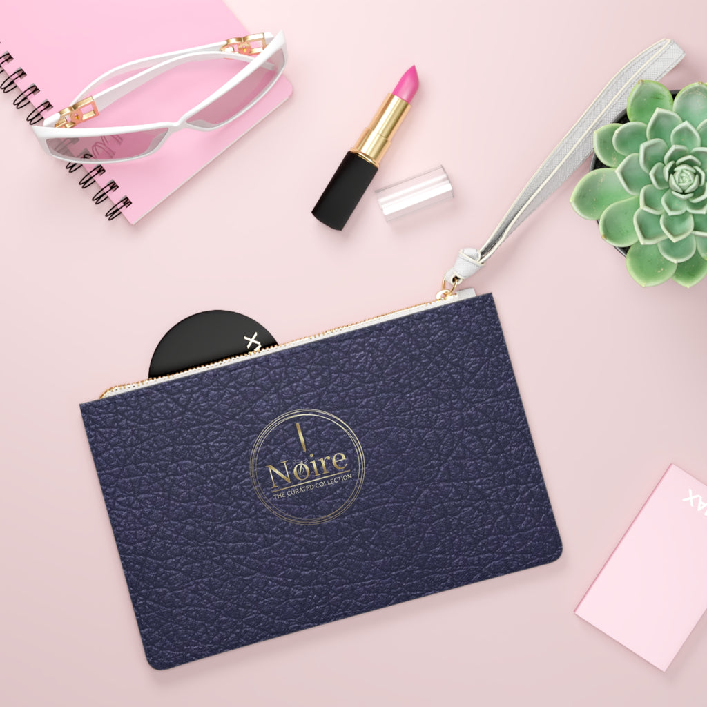 Navy Textured Leather Clutch Bag – Wristlet Evening Purse