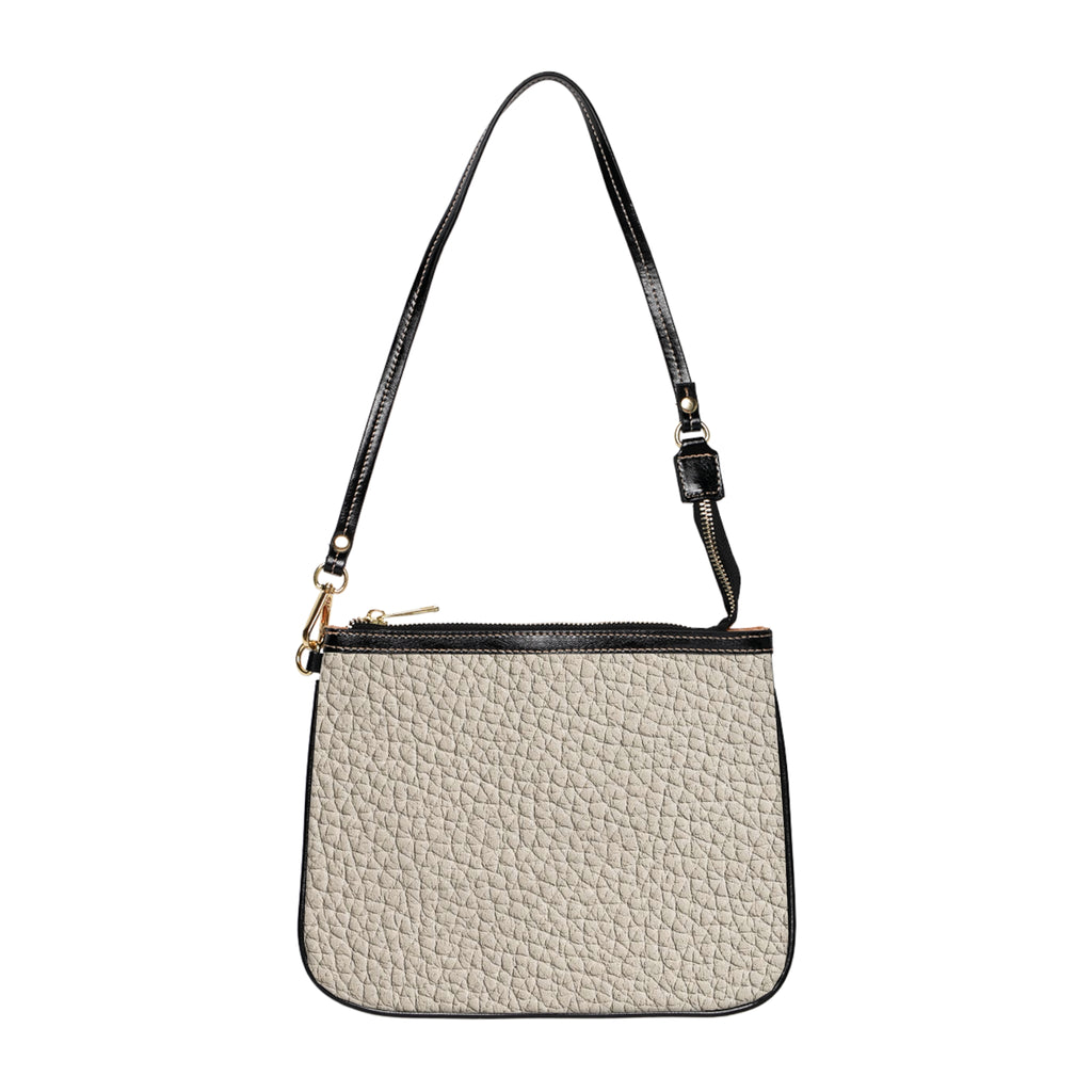 Pebbled Leather Small Shoulder Bag | Neutral Cream Crossbody Purse