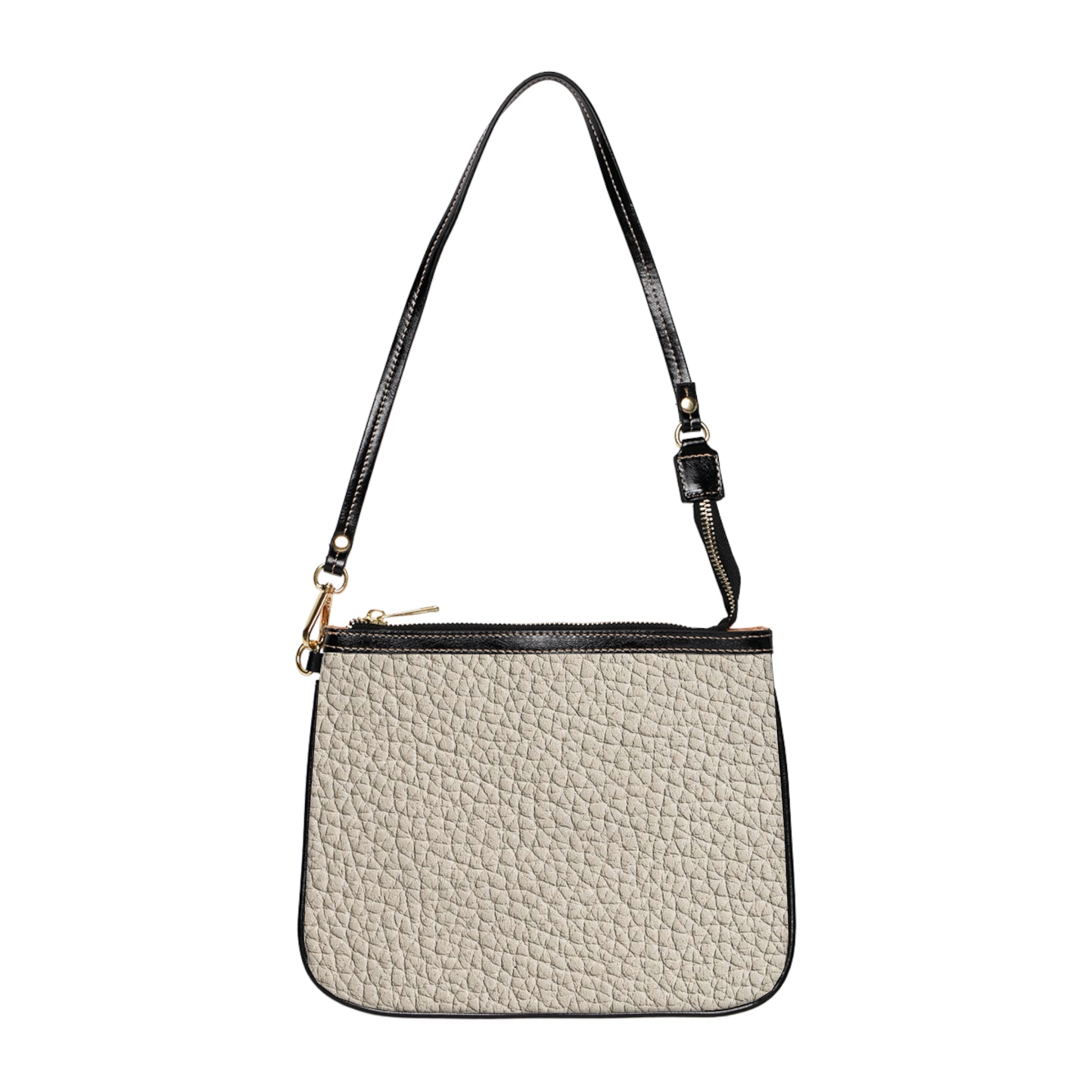 Pebbled Leather Small Shoulder Bag | Neutral Cream Crossbody Purse