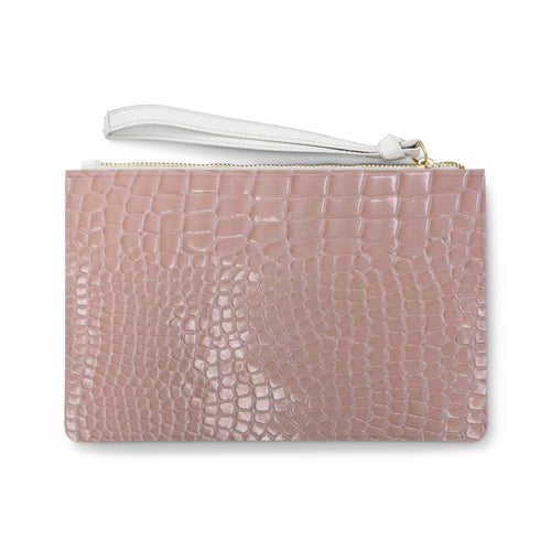 Blush Croc Clutch Bag — Faux Crocodile Wristlet
