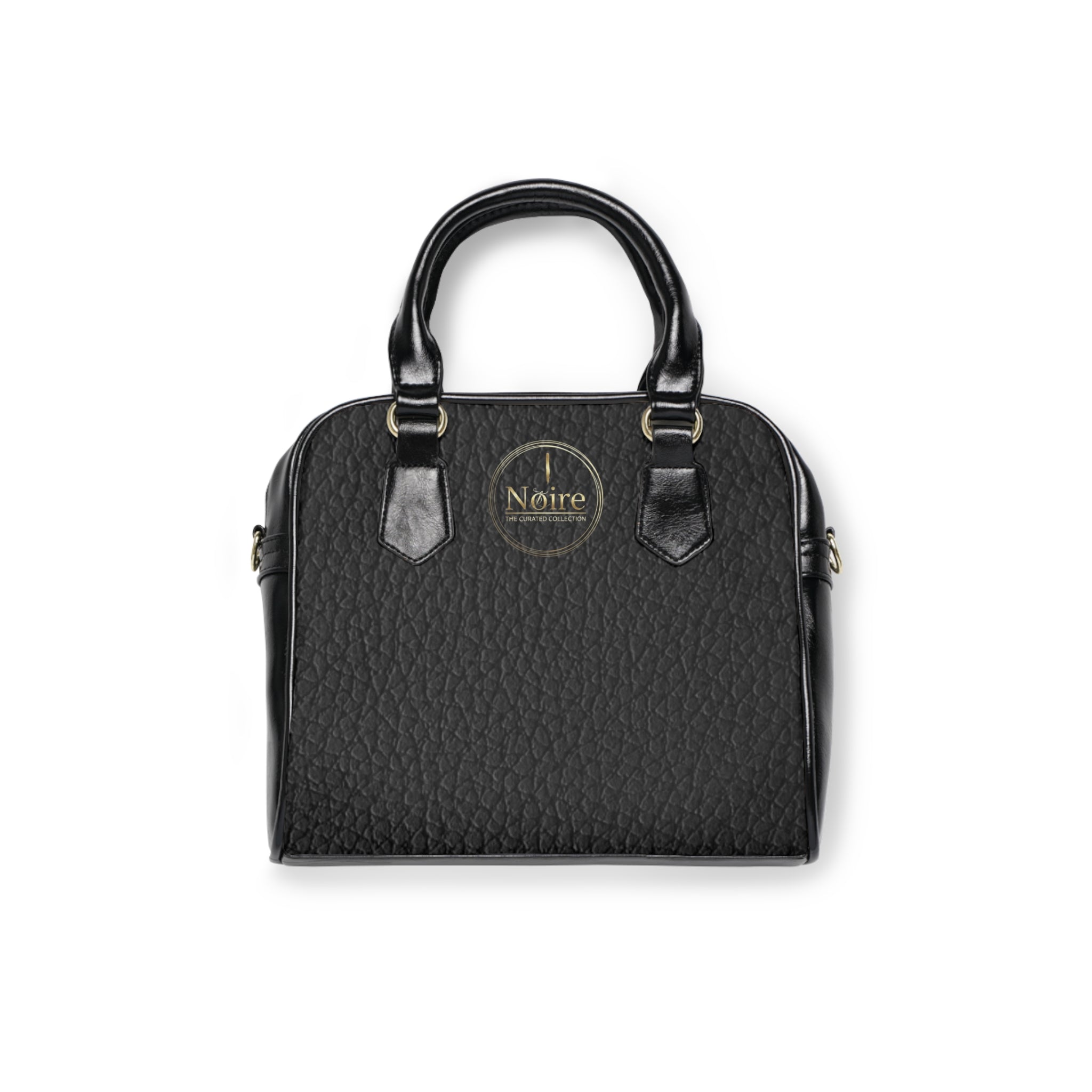 Noire Quilted Shoulder Handbag — Black Faux Leather Satchel