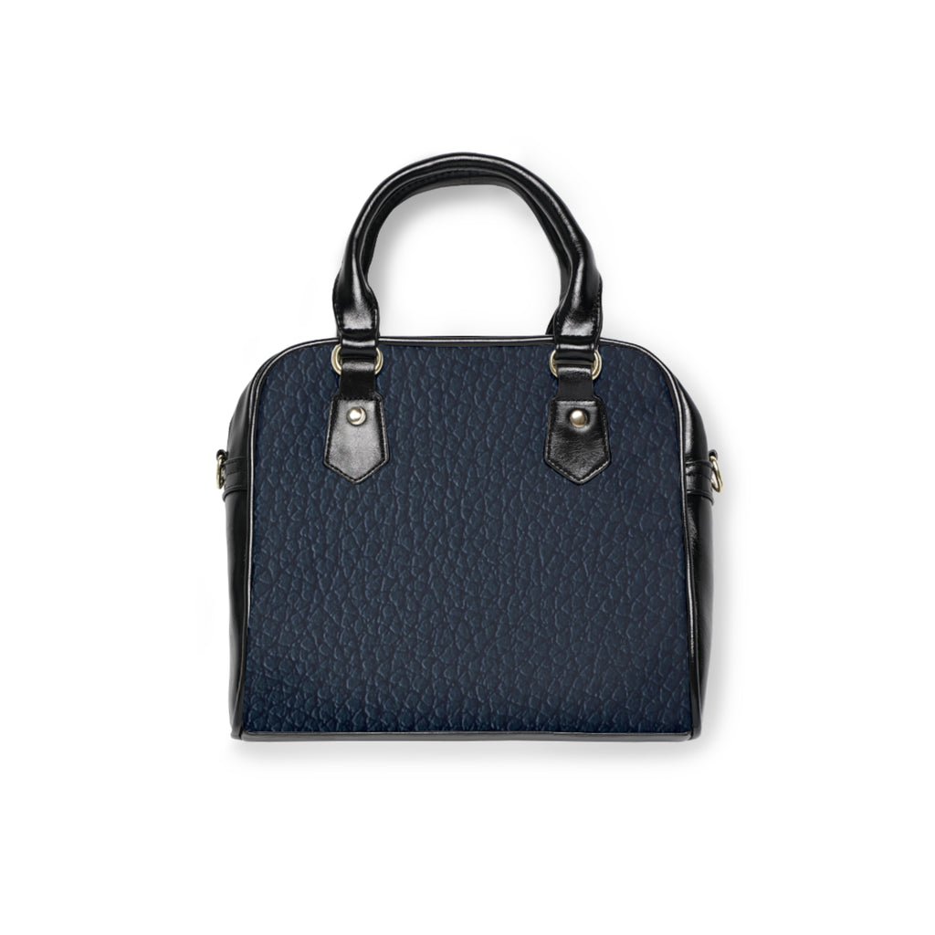 Navy Pebble Leather Shoulder Handbag – Classic Structured Satchel