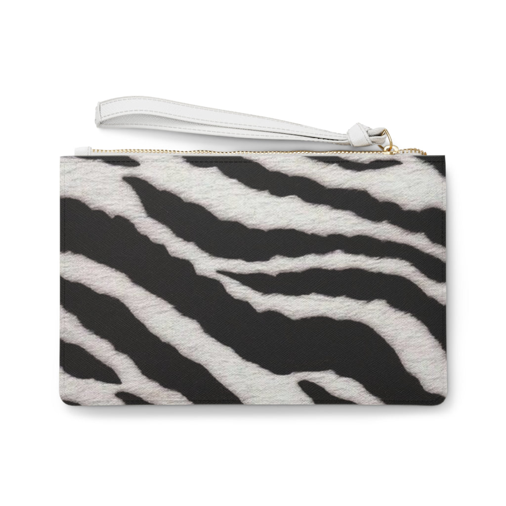 Zebra Print Wristlet Clutch Bag — Black & White Animal Pattern
