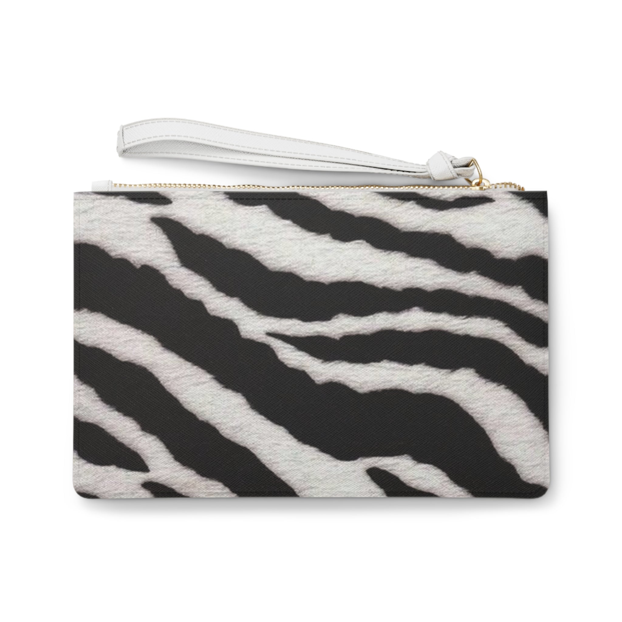 Zebra Print Wristlet Clutch Bag — Black & White Animal Pattern