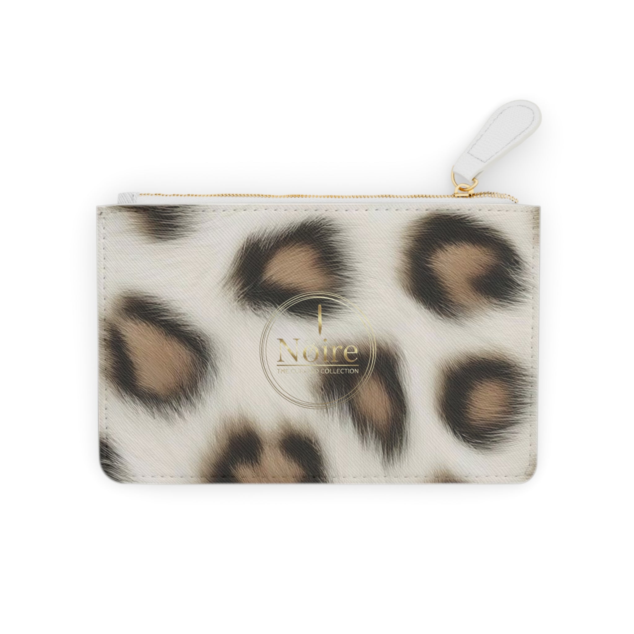 Leopard Print Mini Clutch Bag – Slim Wristlet Pouch, Neutral Animal Print Coin Purse