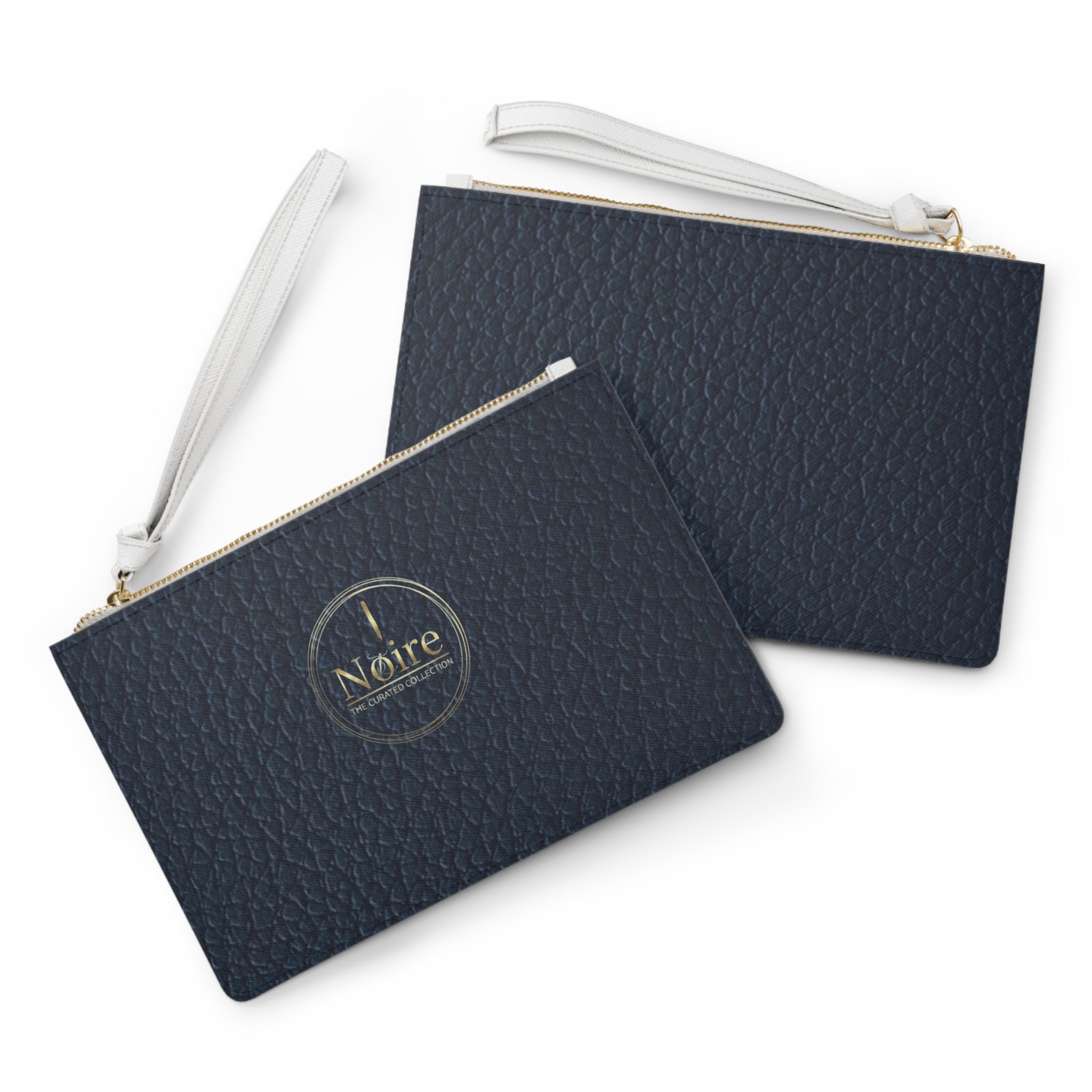 Royal bluePebbled Leather Wristlet Clutch Bag – Minimal Zipper Pouch