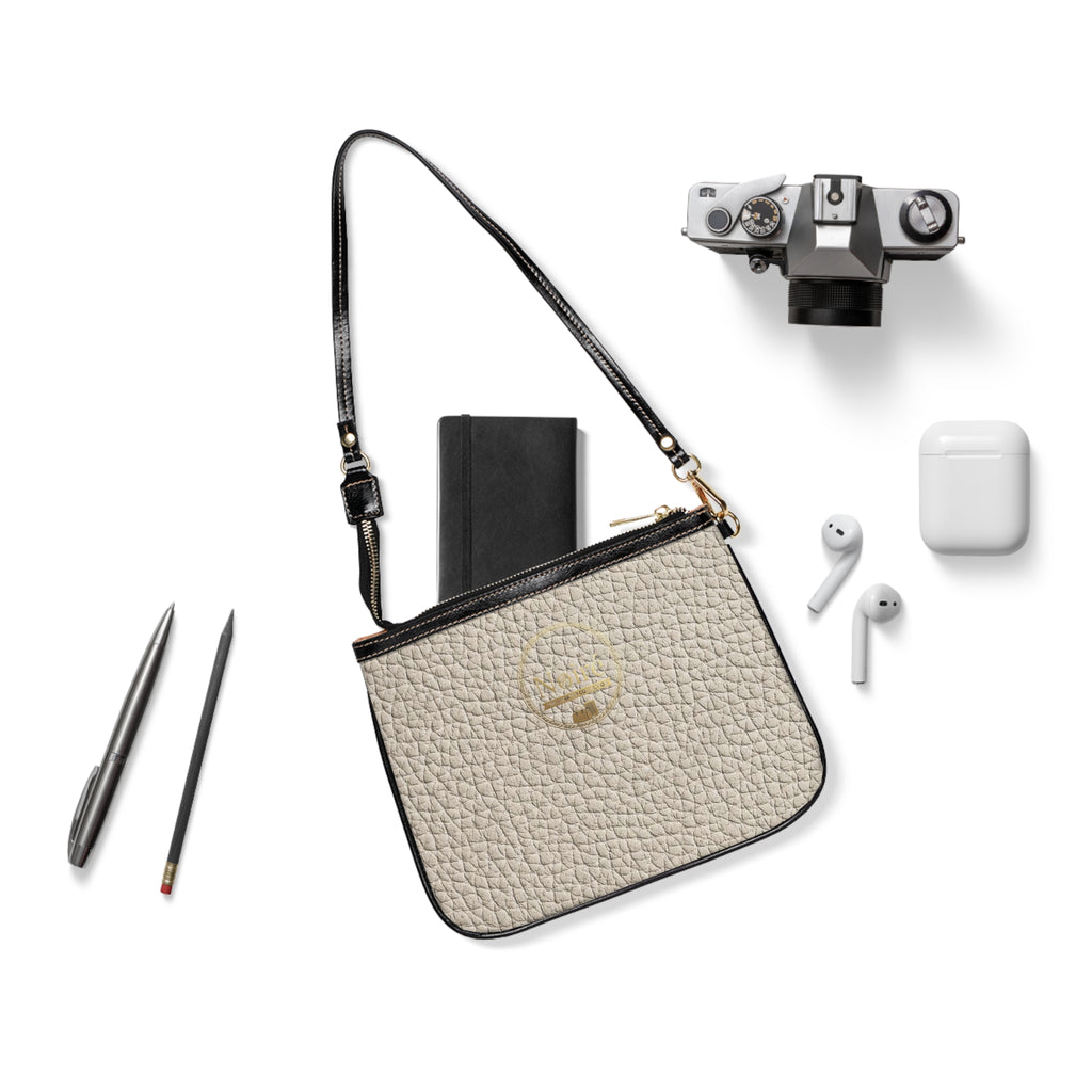 Pebbled Leather Small Shoulder Bag | Neutral Cream Crossbody Purse
