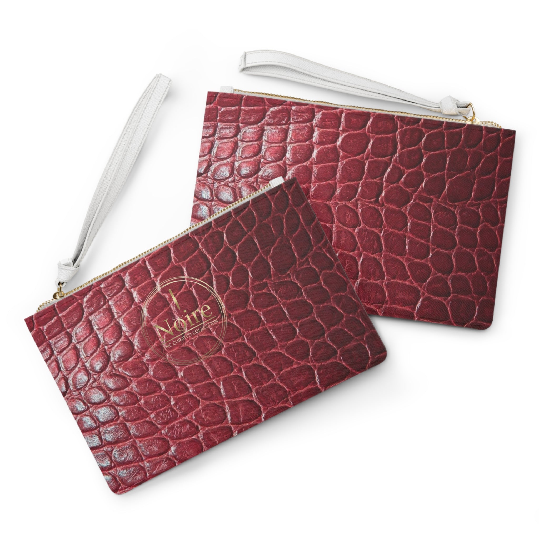 Croc-Embossed Burgundy Clutch Bag — Elegant Wristlet Purse
