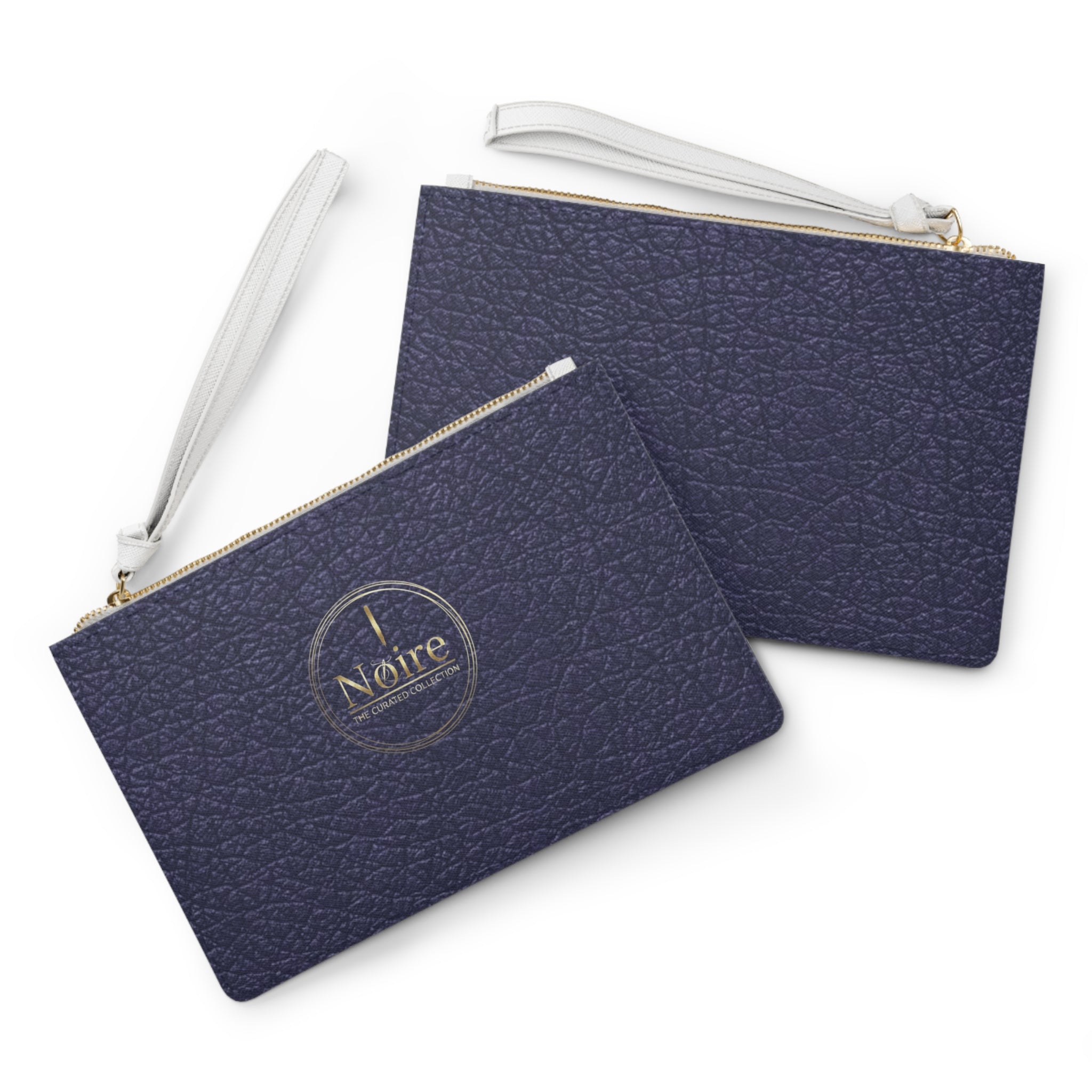Navy Textured Leather Clutch Bag – Wristlet Evening Purse