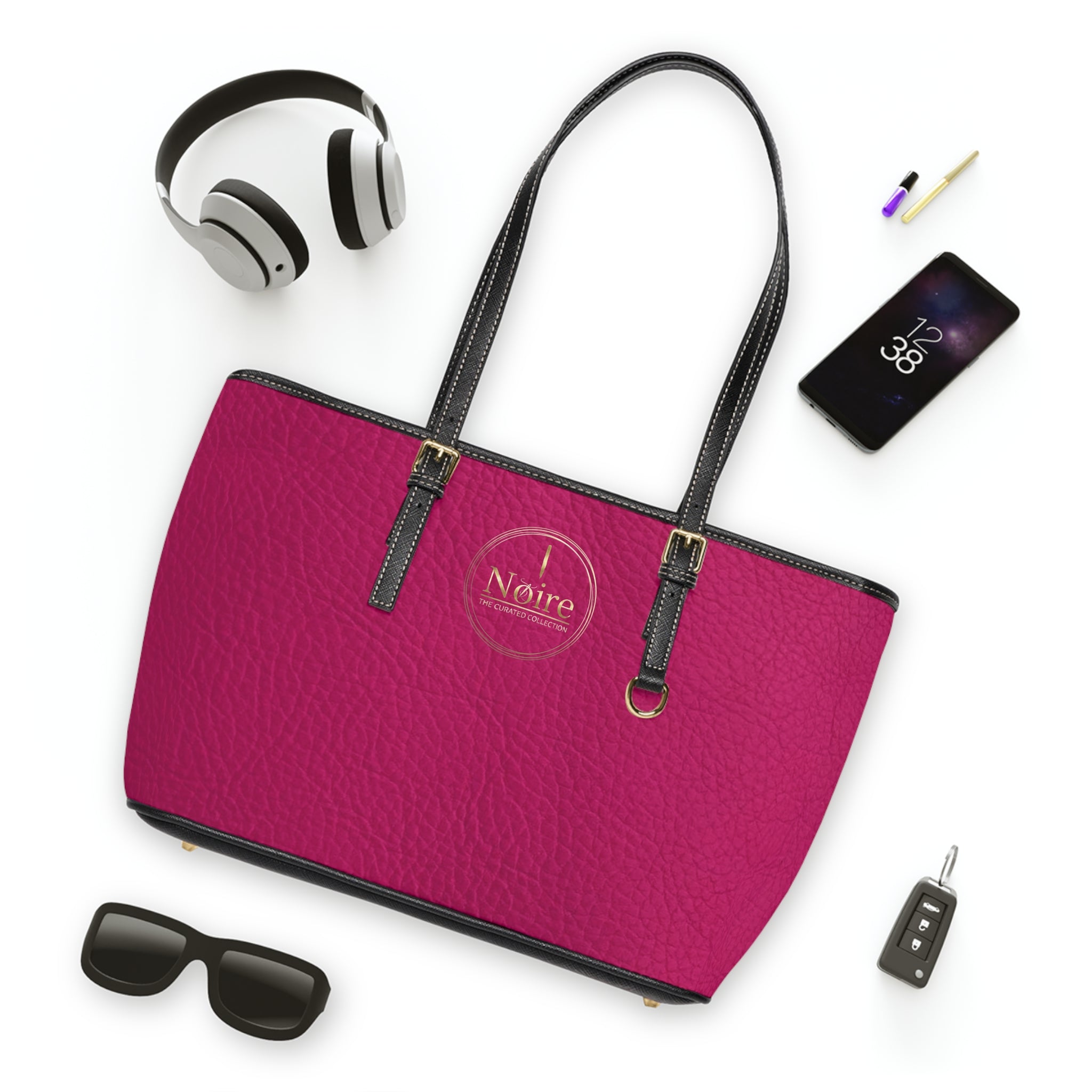 Pink PU Leather Shoulder Bag