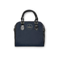 Navy Pebble Leather Shoulder Handbag – Classic Structured Satchel