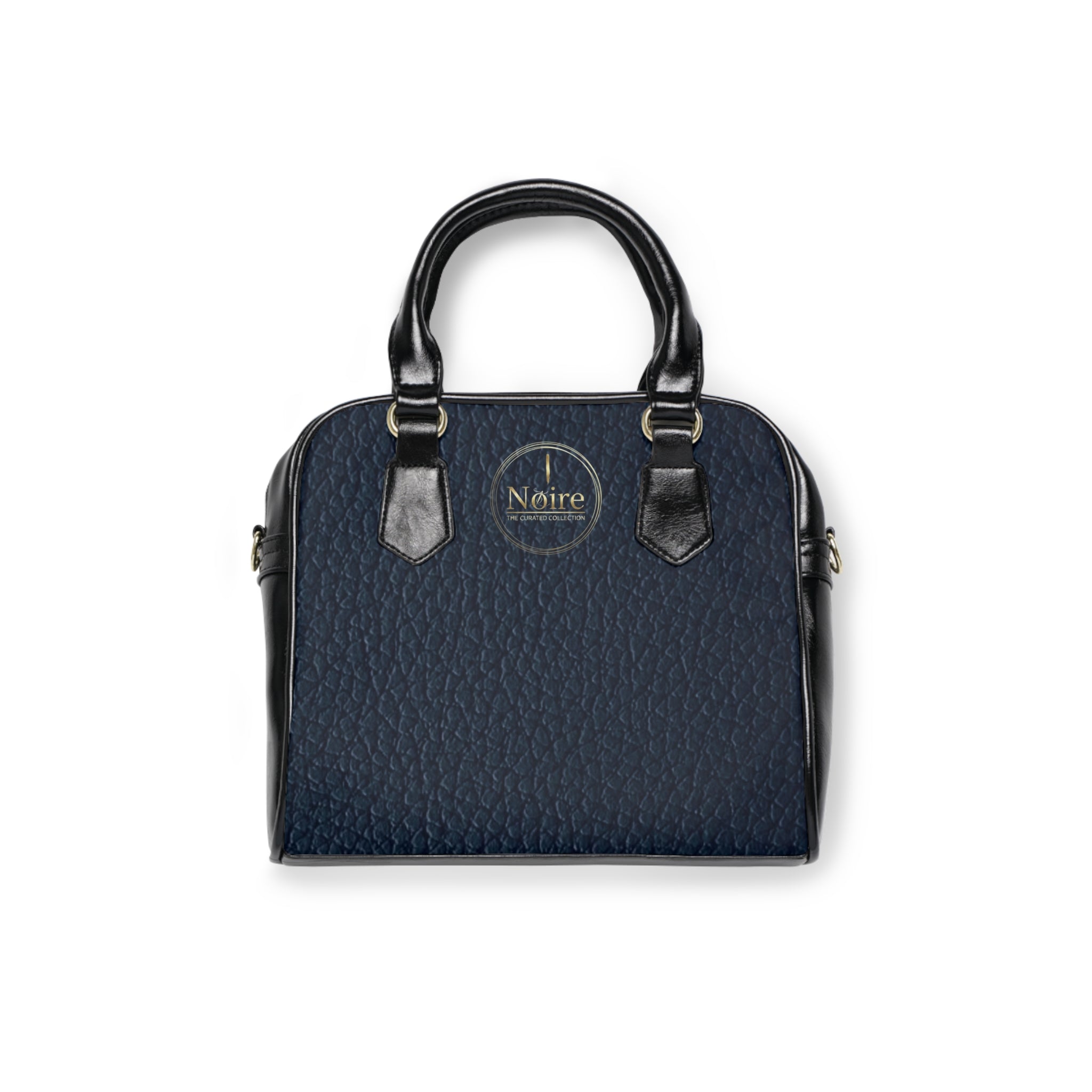 Navy Pebble Leather Shoulder Handbag – Classic Structured Satchel